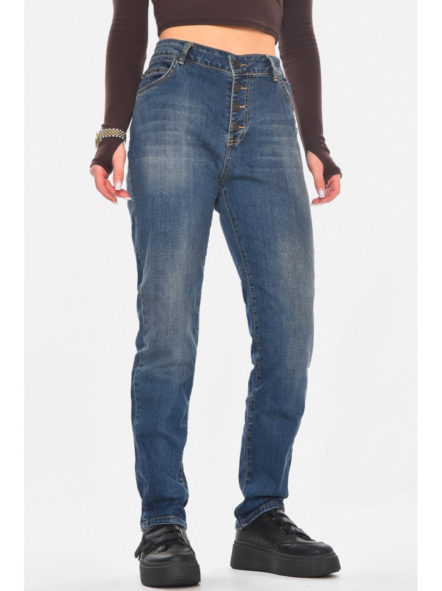 Джинсы женские однотонные тёмно-синего цвета 305 210794C