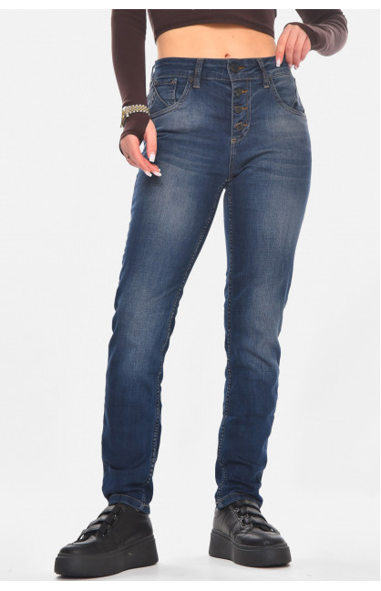 Джинсы женские однотонные тёмно-синего цвета 15731 210799C