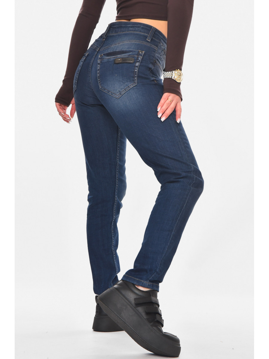 Джинсы женские однотонные тёмно-синего цвета 15731 210799C