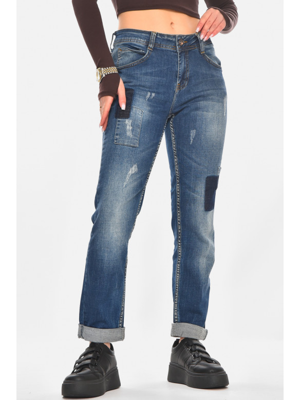 Джинсы женские однотонные синего цвета 829 210802C