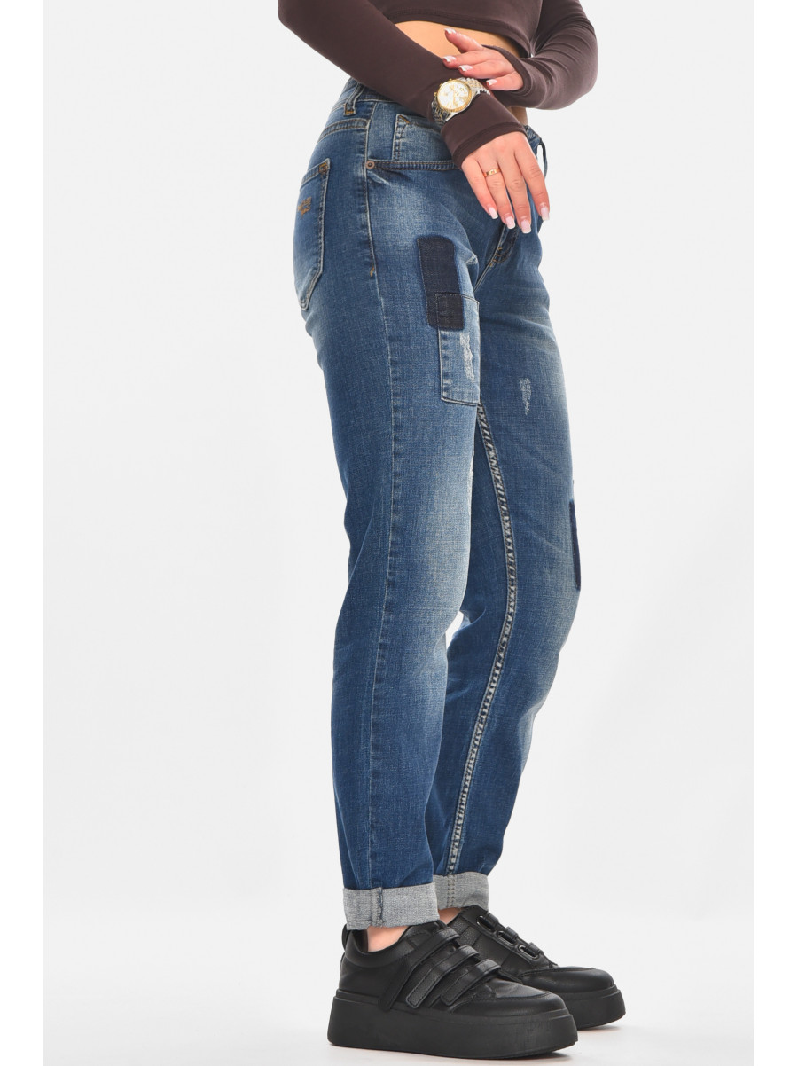 Джинсы женские однотонные синего цвета 829 210802C