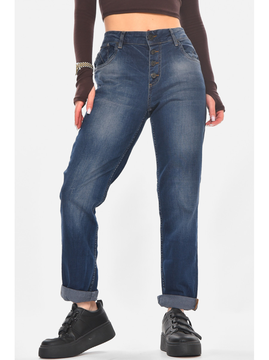 Джинсы женские однотонные синего цвета 135 210803C