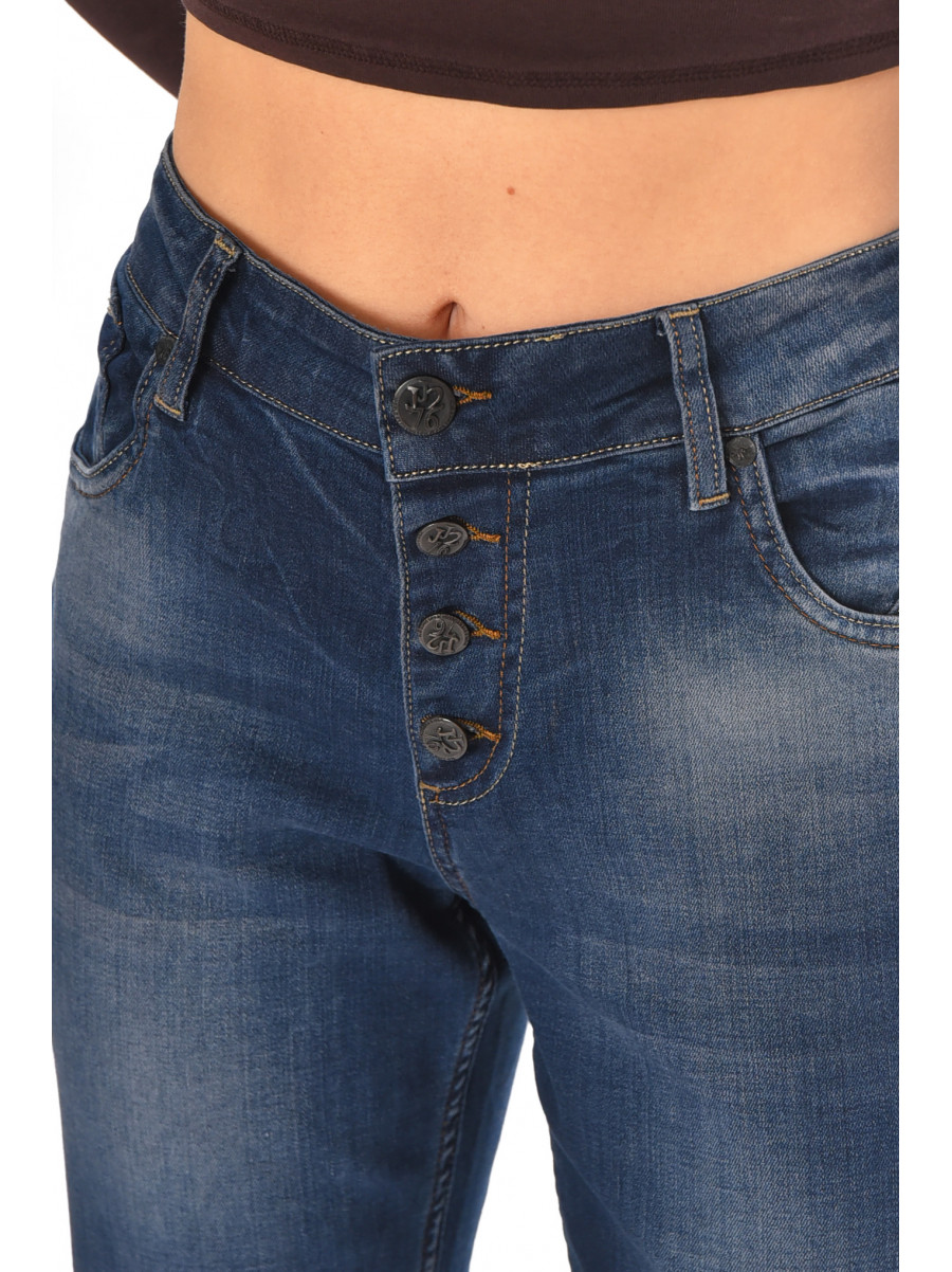 Джинсы женские однотонные синего цвета 135 210803C