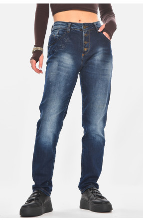 Джинсы женские однотонные темно-синего цвета 133 210805C