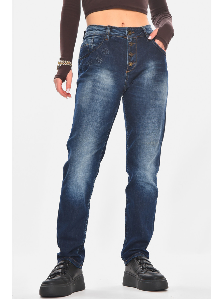Джинсы женские однотонные темно-синего цвета 133 210805C