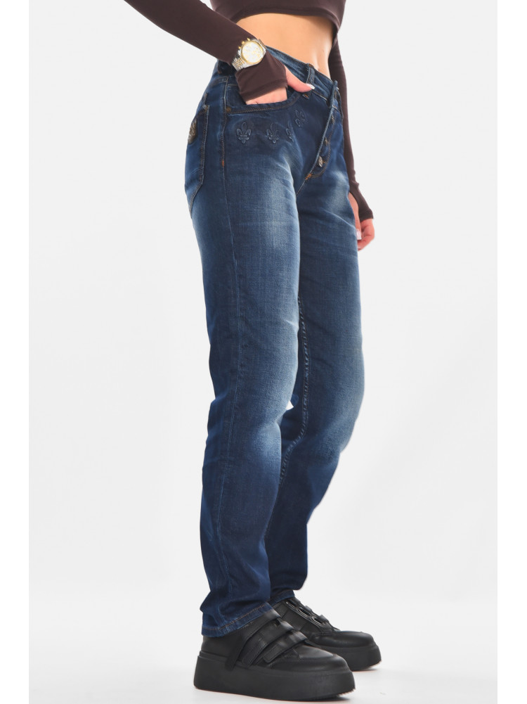 Джинсы женские однотонные темно-синего цвета 133 210805C