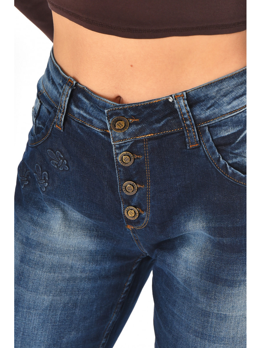 Джинсы женские однотонные темно-синего цвета 133 210805C