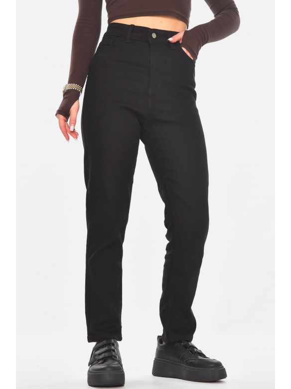 Джинси жіночі однотонні чорного кольору S5295 210806C