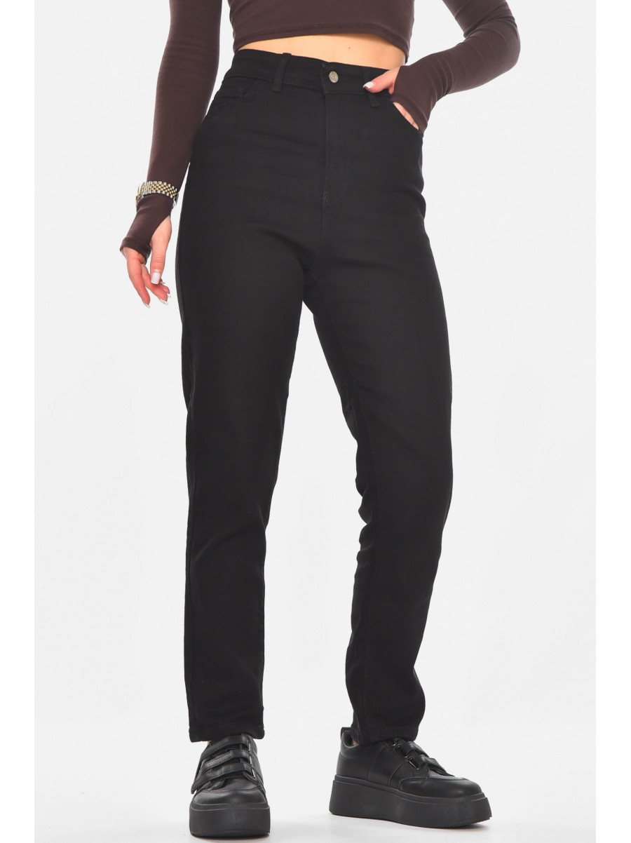 Джинси жіночі однотонні чорного кольору S5295 210806C