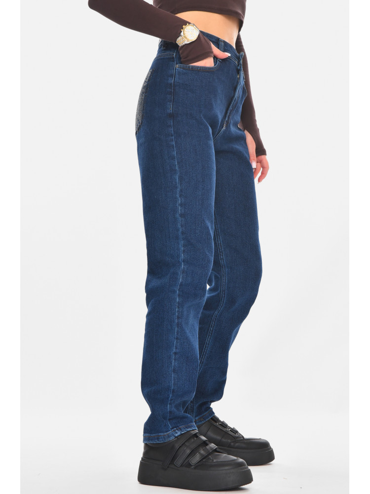 Джинсы женские однотонные тёмно-синего цвета 1963 210807C