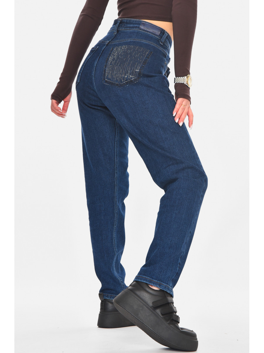 Джинсы женские однотонные тёмно-синего цвета 1963 210807C