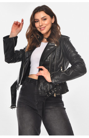 Куртка-косуха жіноча з екошкіри чорного кольору 1902 210812C