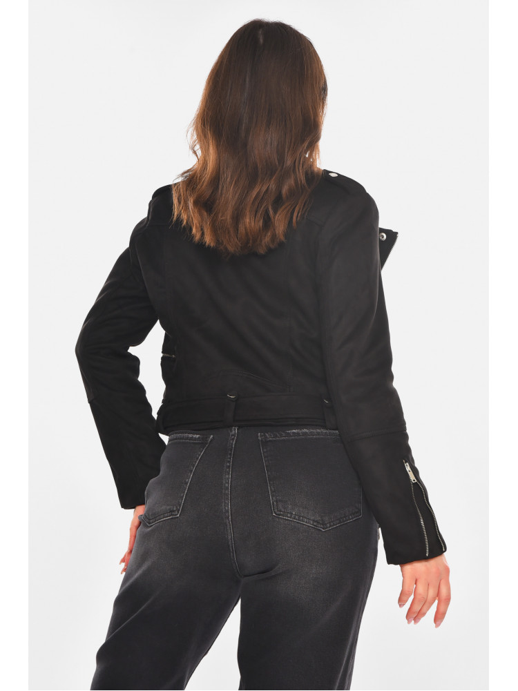 Куртка-косуха жіноча з екозамші чорного кольору 1947 210814C