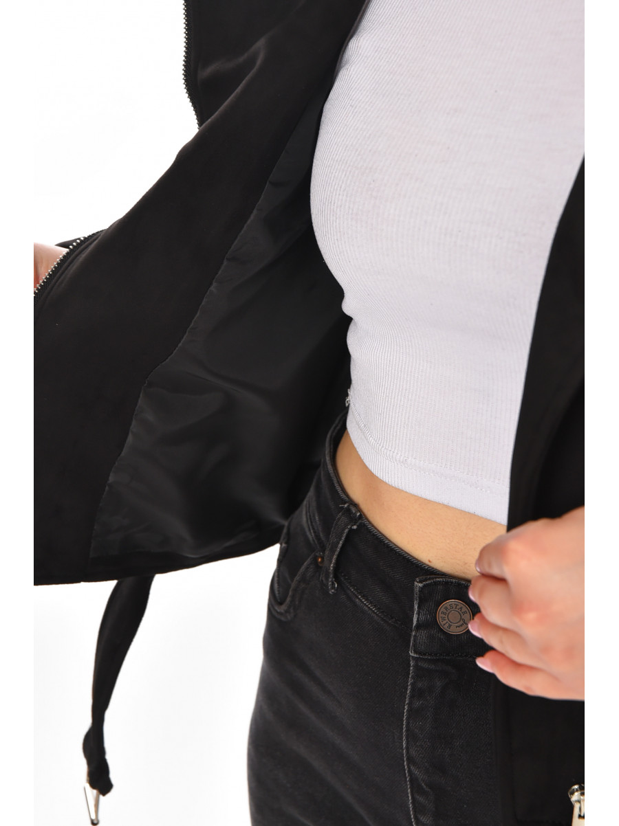 Куртка-косуха жіноча з екозамші чорного кольору 1947 210814C