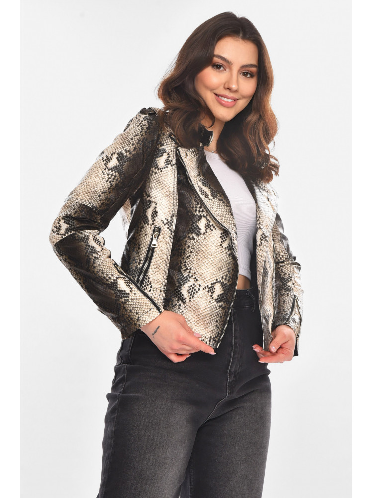 Куртка-косуха жіноча з екошкіри чорно-білого кольору 1902 210815C