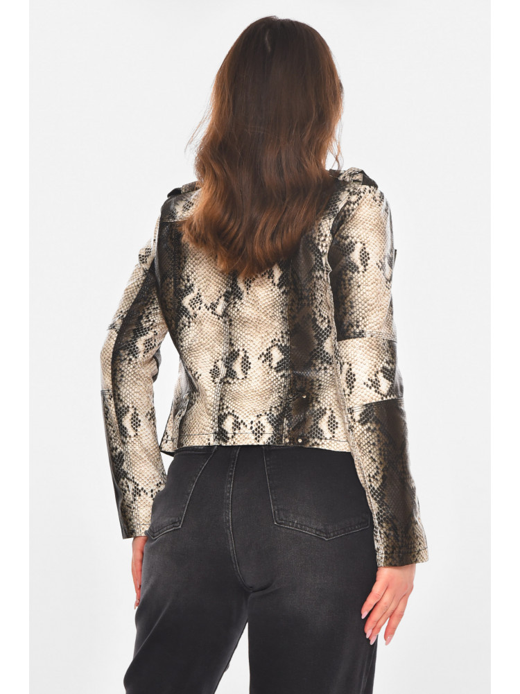 Куртка-косуха жіноча з екошкіри чорно-білого кольору 1902 210815C