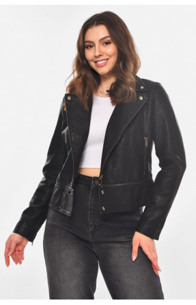 Куртка-косуха жіноча з екошкіри чорного кольору 1955 210820C