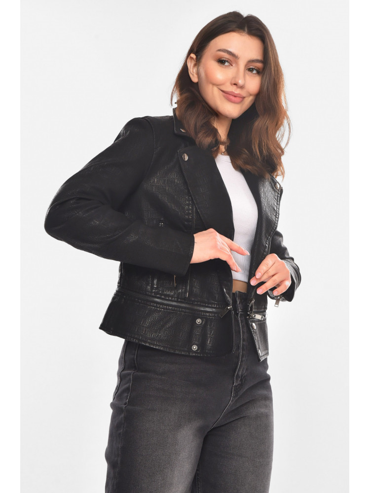 Куртка-косуха жіноча з екошкіри чорного кольору 1955 210820C