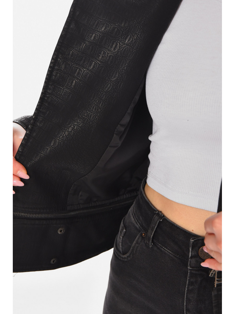 Куртка-косуха жіноча з екошкіри чорного кольору 1955 210820C