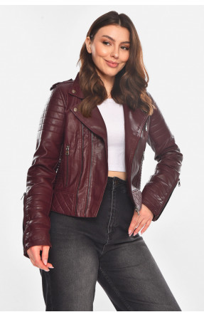 Куртка-косуха женская из экокожи бордового цвета 1708 210825C Куртка-косуха женская из экокожи бордового цвета 1708 210825C