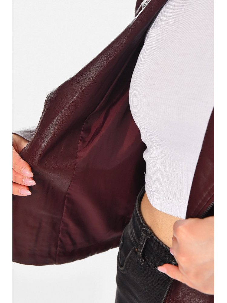 Куртка-косуха женская из экокожи бордового цвета 1708 210825C