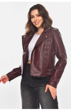 Куртка-косуха женская из экокожи бордового цвета 1816 210826C Куртка-косуха женская из экокожи бордового цвета 1816 210826C