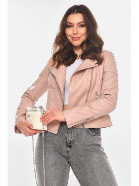 Куртка-косуха женская из экокожи пудрового цвета 1921 210828C