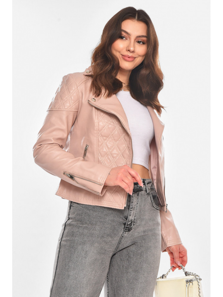 Куртка-косуха женская из экокожи пудрового цвета 1921 210828C