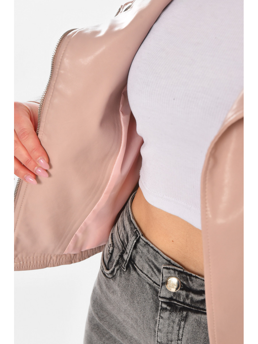 Куртка-косуха женская из экокожи пудрового цвета 1921 210828C