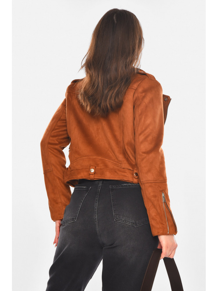 Куртка-косуха женская из экозамши светло-коричневого цвета 1947 210829C