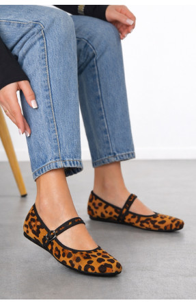 Балетки женские бежевого цвета с леопардовым принтом D165-21 210830C