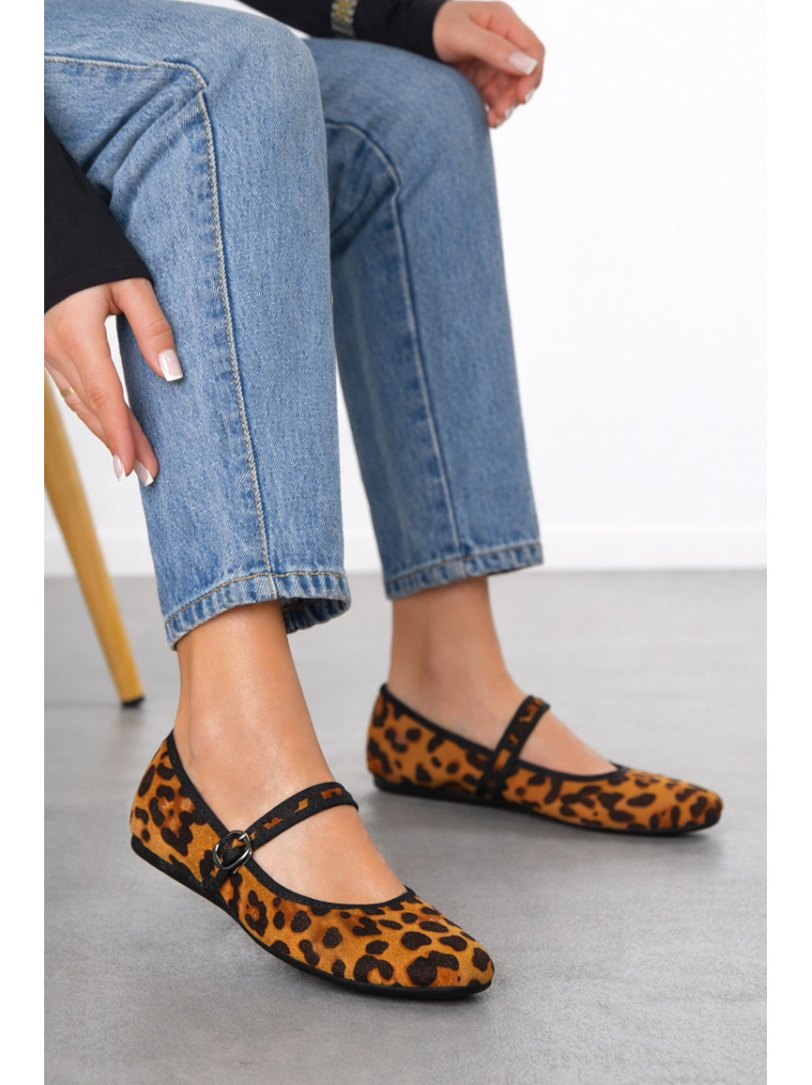Балетки женские бежевого цвета с леопардовым принтом D165-21 210830C