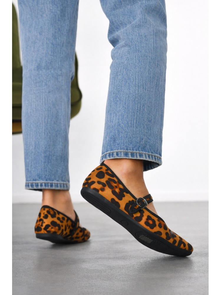 Балетки женские бежевого цвета с леопардовым принтом D165-21 210830C