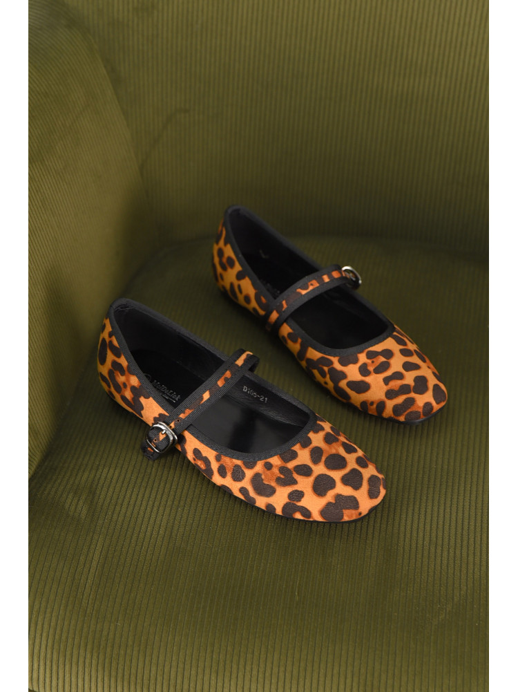 Балетки женские бежевого цвета с леопардовым принтом D165-21 210830C