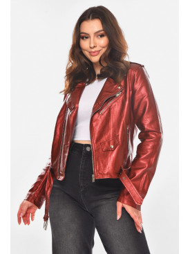 Куртка-косуха жіноча з екошкіри мідного кольору 1607 210831C
