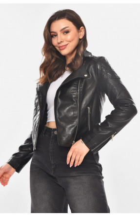 Куртка-косуха женская из экокожи черного цвета 1921 210832C Куртка-косуха женская из экокожи черного цвета 1921 210832C