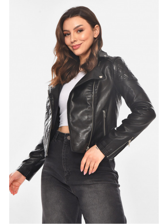 Куртка-косуха женская из экокожи черного цвета 1921 210832C