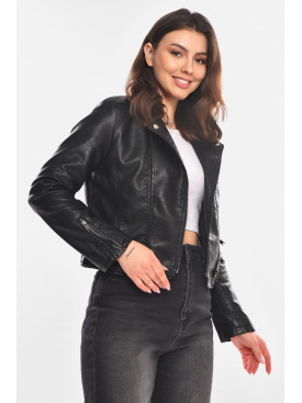 Куртка-косуха женская из экокожи черного цвета 1954 210835C