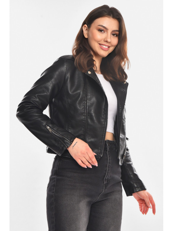 Куртка-косуха женская из экокожи черного цвета 1954 210835C