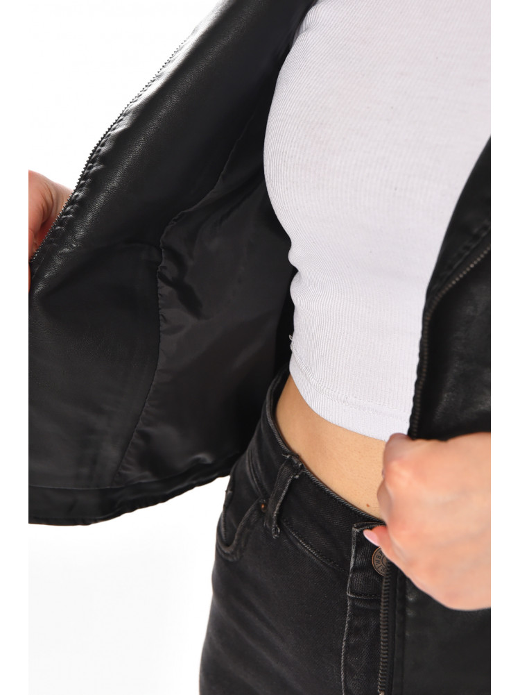 Куртка-косуха женская из экокожи черного цвета 1954 210835C