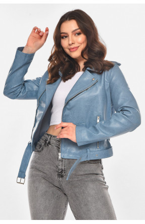 Куртка-косуха женская из экокожи голубого цвета 1607 210836C Куртка-косуха женская из экокожи голубого цвета 1607 210836C