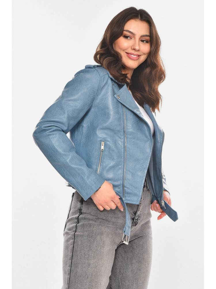 Куртка-косуха женская из экокожи голубого цвета 1607 210836C