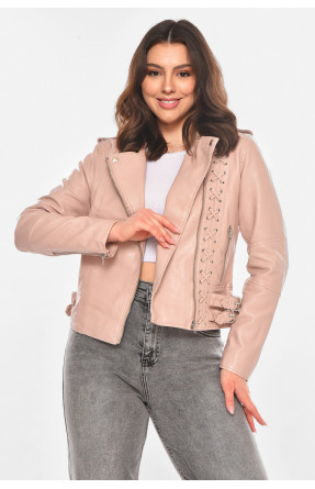 Куртка-косуха женская из экокожи пудрового цвета 1816 210837C Куртка-косуха женская из экокожи пудрового цвета 1816 210837C