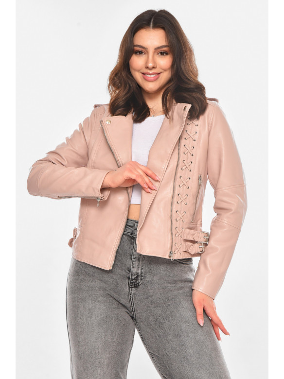 Куртка-косуха женская из экокожи пудрового цвета 1816 210837C