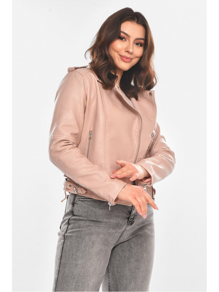 Куртка-косуха женская из экокожи пудрового цвета 1816 210837C