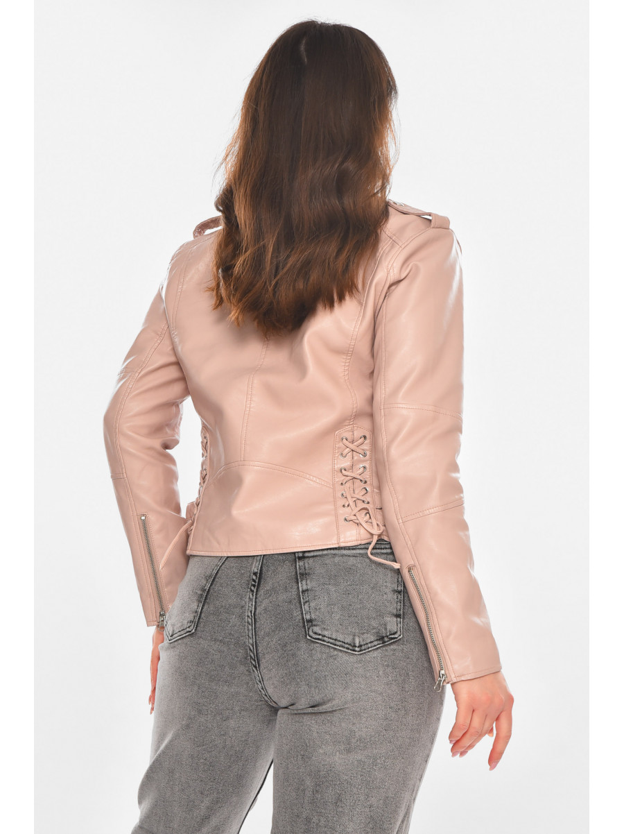Куртка-косуха женская из экокожи пудрового цвета 1816 210837C