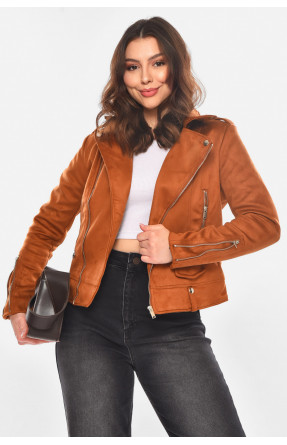 Куртка-косуха женская из экозамши светло-коричневого цвета 1944 210838C Куртка-косуха женская из экозамши светло-коричневого цвета 1944 210838C