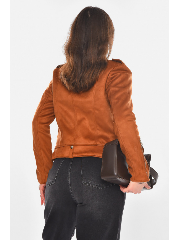 Куртка-косуха женская из экозамши светло-коричневого цвета 1944 210838C