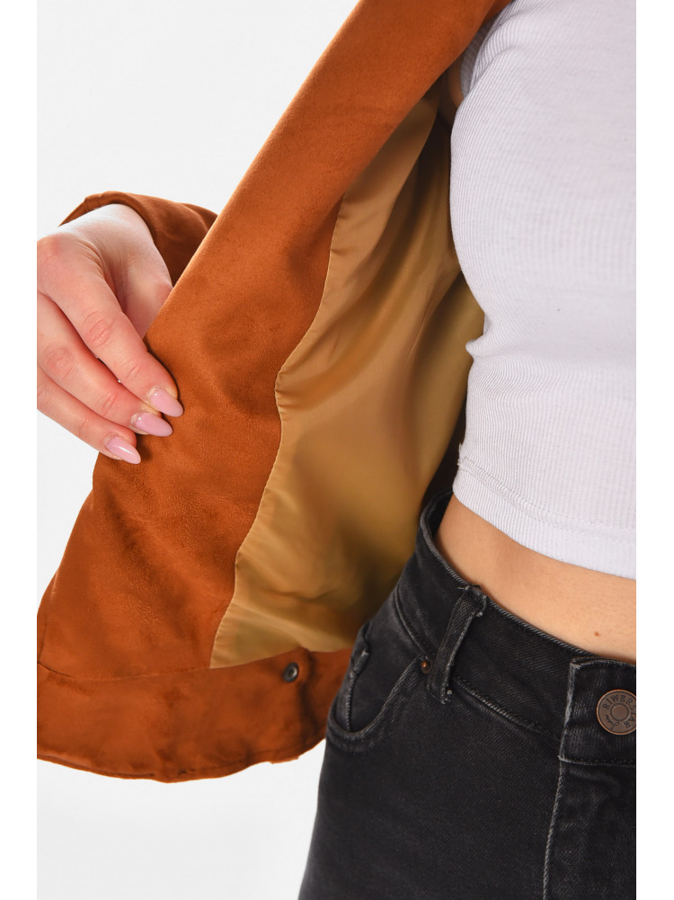 Куртка-косуха женская из экозамши светло-коричневого цвета 1944 210838C