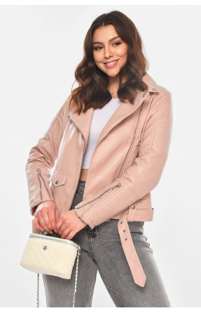 Куртка-косуха женская из экокожи пудрового цвета 1904 210841C Куртка-косуха женская из экокожи пудрового цвета 1904 210841C